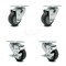 Service Caster 3.5 Inch Thermoplastic Rubber Wheel Swivel Top Plate Caster Set with 2 Brake SCC SCC-20S3514-TPRB-2-TLB-2 - alternate 1